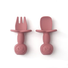 Load image into Gallery viewer, Silicone Food Grade Baby Mini Fork and Spoon Set
